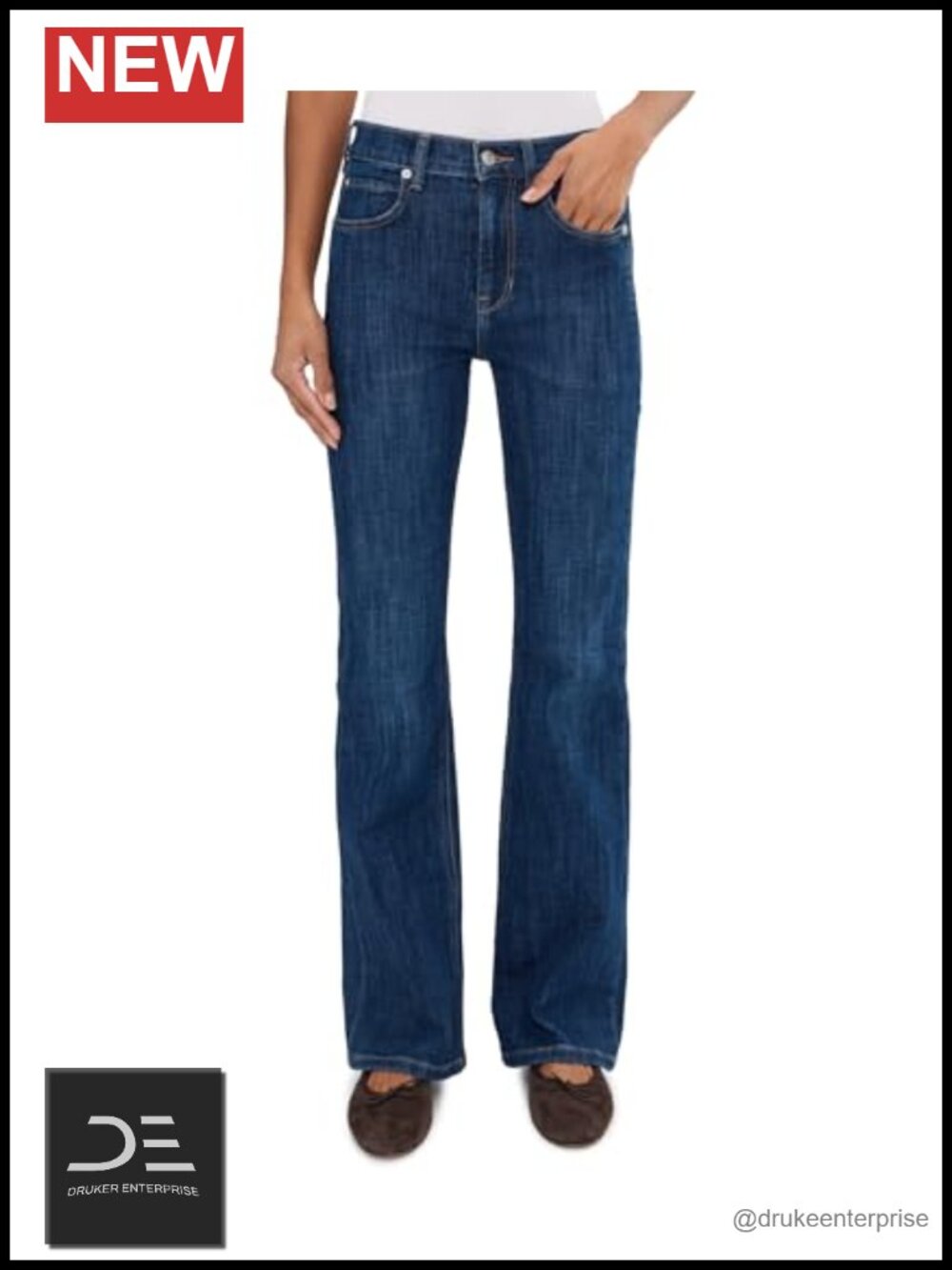 High Rise Bootcut Jeans Comfort Stretch Denim Straight Leg Flare